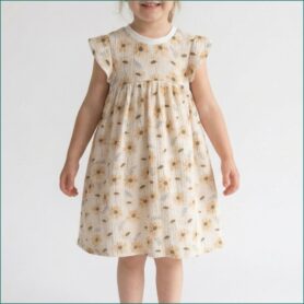 Ballonkleid: Musselin Sonnenblumen