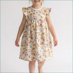 Ballonkleid: Musselin Blumen