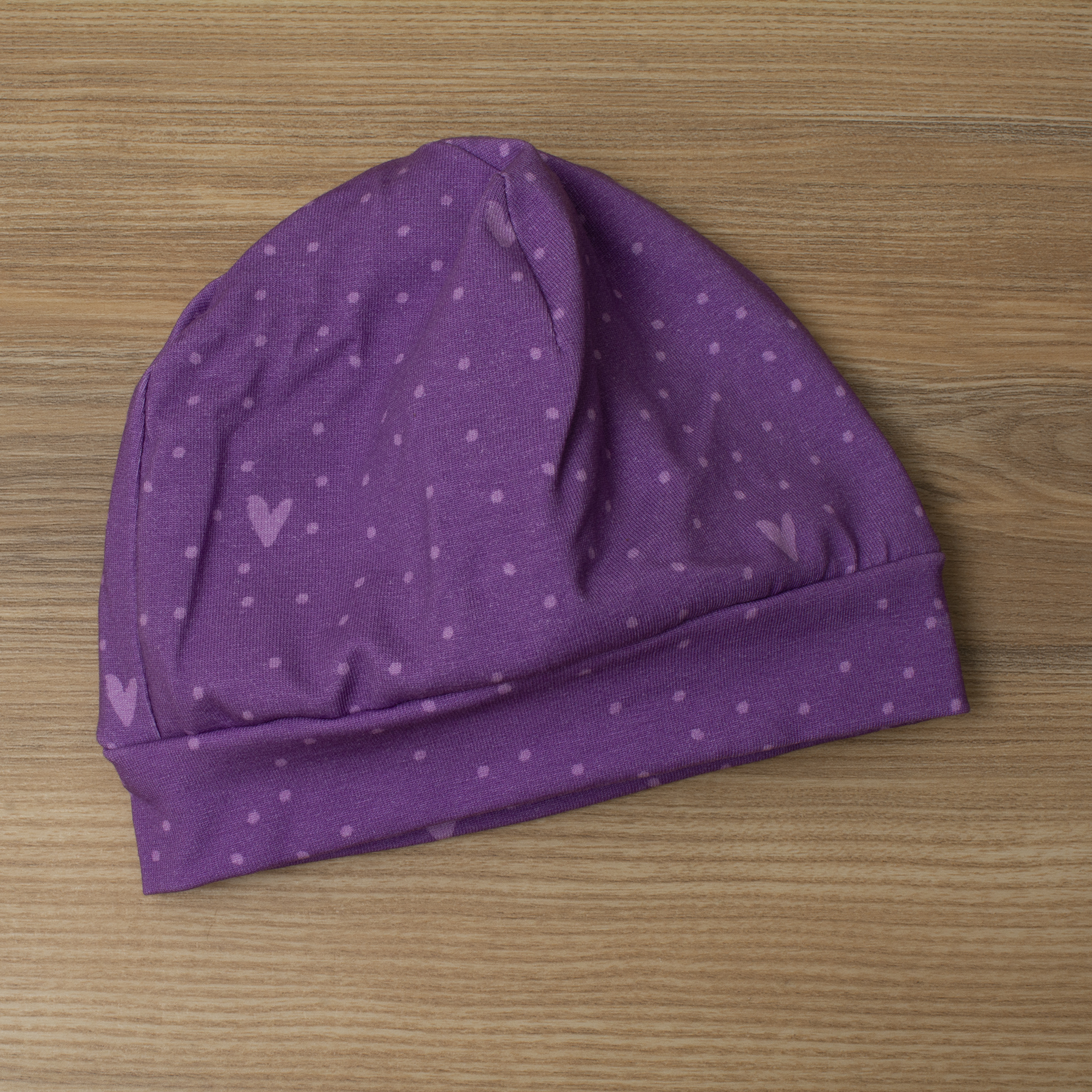 Haube: Herz Lila